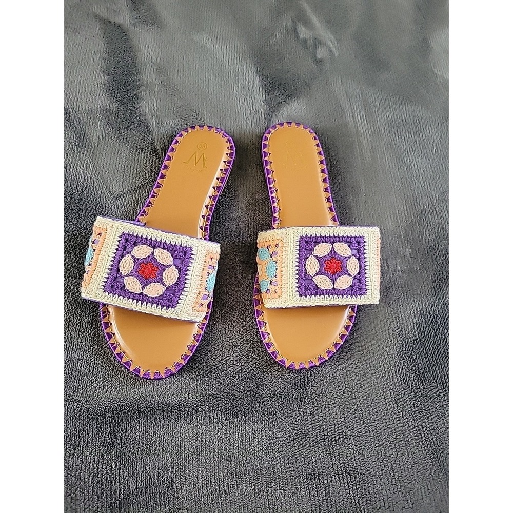 Cink Me Size SZ  8/39 Granny Square Fashion Slides Brown